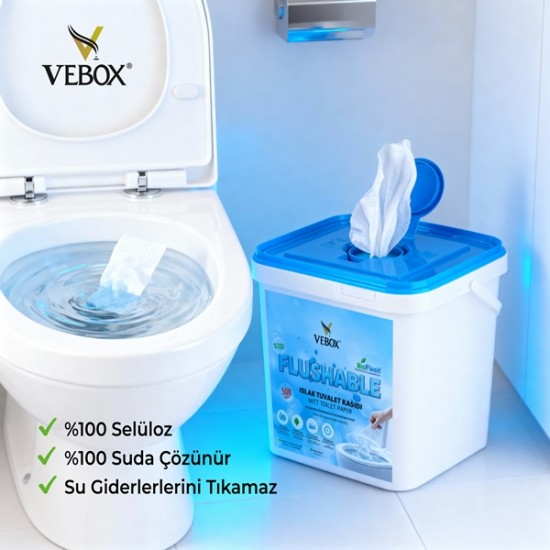 Vebox Islak Tuvalet Kağıdı 500 Adet'li %100 Selüloz Yeni Formül Suda Çözünen Tuvalete Atılabilen Vebox Islak Tuvalet Kağıdı 500 Adet'li %100 Selüloz Yeni Formül Suda Çözünen Tuvalete Atılabilen