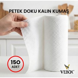 Vebox Mega Dev Rulo Temizlik Bezi Toz Bezi Süper Dayanıklı Kullan At 150 Adet Bez Çok Amaçlı Vebox Mega Dev Rulo Temizlik Bezi Toz Bezi Süper Dayanıklı Kullan At 150 Adet Bez Çok Amaçlı
